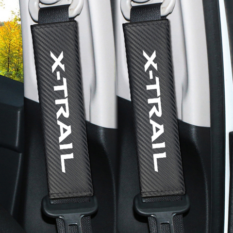 2pcs Car-styling Carbon fiber Car  Seat belt Cover Protective Pad for Nissan X-TRAIL XTRAIL T30 T31 T32 2013-2022 Accessories ► Photo 1/6