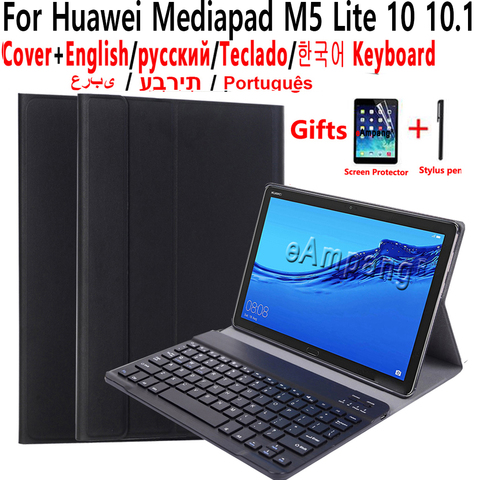 Bluetooth Keyboard Case for Huawei Mediapad M5 Lite 10 10.1 Cover Russian Spaish Hebrew Arabic Portuguese Korean German Keyboard ► Photo 1/6