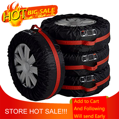 1PC 4pcs Car Auto Spare Tire Wheel Protection Covers Black and Red Storage Bags Carry Tote Cover Vehicle Wheel Protector ► Photo 1/6