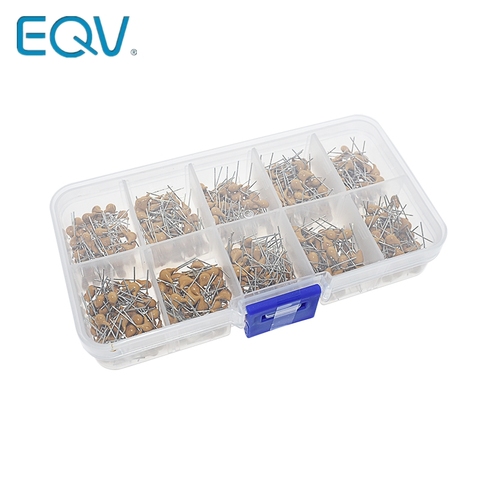 EQV 500pcs/lot 10Values*50pcs 0.1uF-10uF(104~106) 50V Multilayer Ceramic Capacitors Assorted Kit Assortment Set with Storage Box ► Photo 1/6