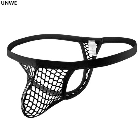 UNWE Sexy G String Thongs Underwear Male Gay Sexy Transparent Large Mesh U Convex Underwear Enhance Erotic Club Wear ► Photo 1/6