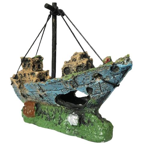 Wreck Sunk Ship Aquarium Ornament Sailing Boat Destroyer Fish Tank Cave Decor Resin Ornament Landscaping Decoration ► Photo 1/5