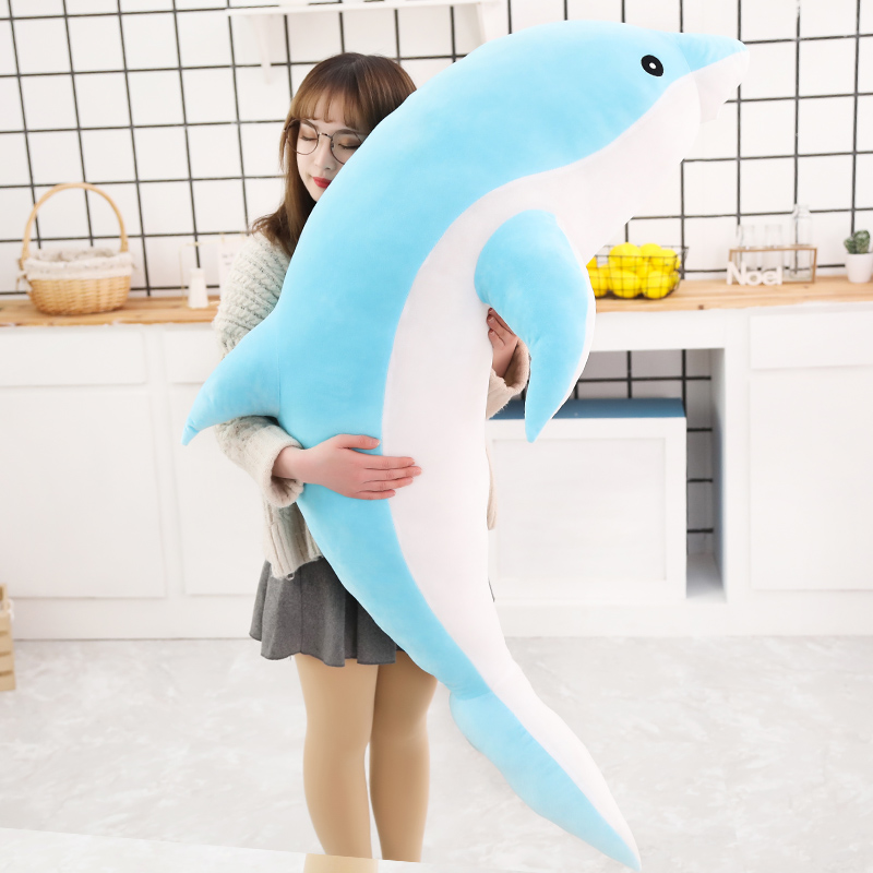 50-80cm Cute Soft Dolphin Pillow Doll Plush Toy Sleeping Pillow Birthday Gift 