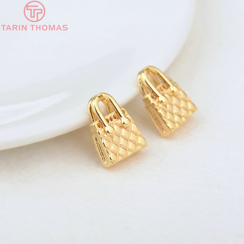 4PCS 10.5x13MM 24K Gold Color Brass with Zircon Handbag Charms Pendants High Quality DIY Jewelry Making Findings ► Photo 1/5