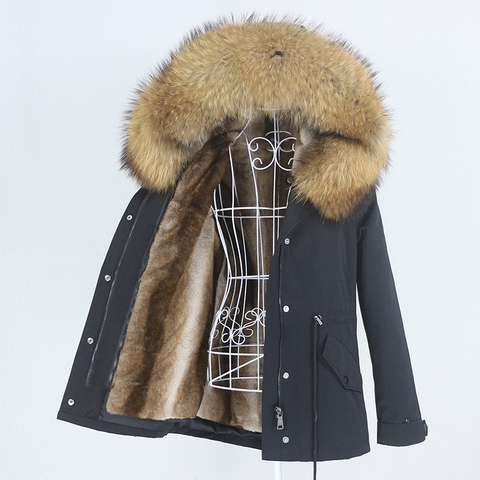 OFTBUY 2022 navy parka winter jacket coat women real fur coat parkas natural raccoon fur collar hooded warm soft faux fur liner ► Photo 1/6