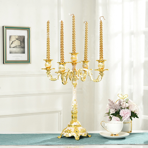 1PC Antique Retro Gold Candlesticks Tall Bronze Silver Christmas Candelabra Wedding Decorations European Metal Candle Holders ► Photo 1/6