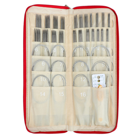 121pcs Double Point Stainless Knitting Needles Set Straight Needles Circular Knitting Needles Kit Crochet Hooks Set with Bag ► Photo 1/6