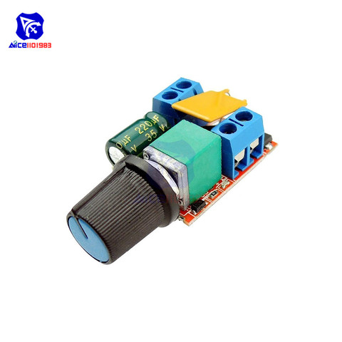 diymore Mini PWM DC Motor Speed Controller Module 3 -35V 5A Max 90W Speed Control Adjustable Potentiometer Switch LED Dimmer ► Photo 1/6