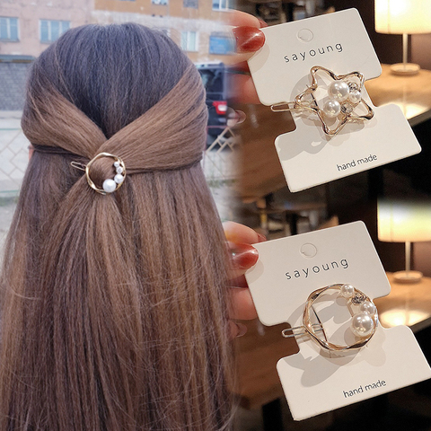 New Fashion Pearl Hair Clip for Women Elegant Korean Design Pearl Metal  Hair Clips Hairpin Hair Styling Accessories