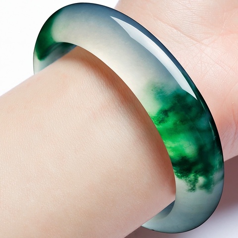 Genuine Natural Green Jade Bangle Bracelet Charm Jewellery Fashion Accessories Hand-Carved Amulet Gifts for Women Her Men ► Photo 1/6