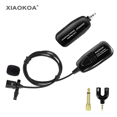 XIAOKOA Wireless Lavalier Microphone, 2.4G Wireless Microphone System with Lavalier Lapel Mics,Transmitter&ampReceiver for Confe ► Photo 1/6