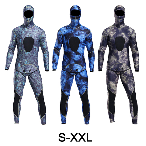 Man Wetsuit All-in-One Twp-piece Diving Wet Suit with Hood Bib Pants Top for Spearfishing Surfing Snorkeling Clothes ► Photo 1/1