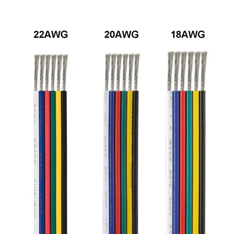 LED Strip Connector Cable 22AWG 6 Pin Tinned Copper Wire Insulation PVC Electrical Wire For 5050 RGBWW RGB CCT LED Ribbon Lights ► Photo 1/6