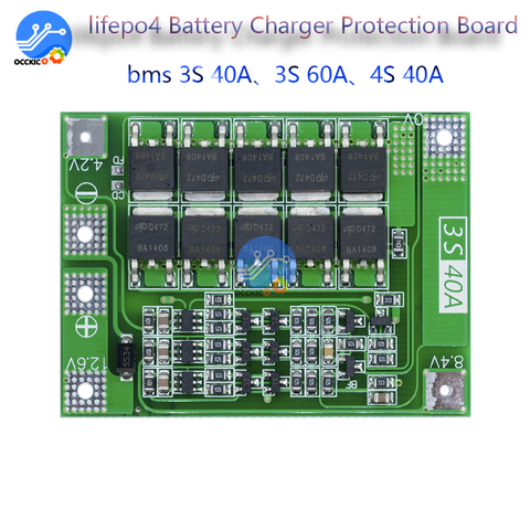 lifepo4 smart BMS 3S 4S 40A 60A 12v 48v 18650 Lithium Battery Charger Protection balance Board with balancers equalizer DIY kit ► Photo 1/6