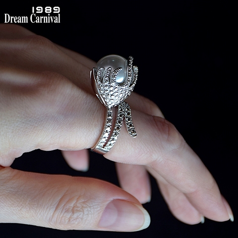 DreamCarnival1989 New Version Hot Selling Pearl Rings Women Gorgeous Lovely Design Wedding Engagement Ring Amazing Price WA11410 ► Photo 1/6