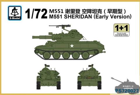 S-model 1/72 PS720027 M551 SHERIDAN Early Version plastic model kit ► Photo 1/1