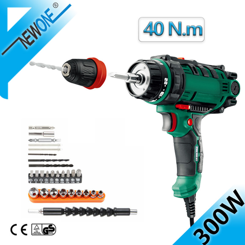 40N.m Torque Drill Tool,230V Corded Power Drill in Electric Drills with 10mm Quick-Release Chuck,Cord Screwdriver 26PC Accessory ► Photo 1/6