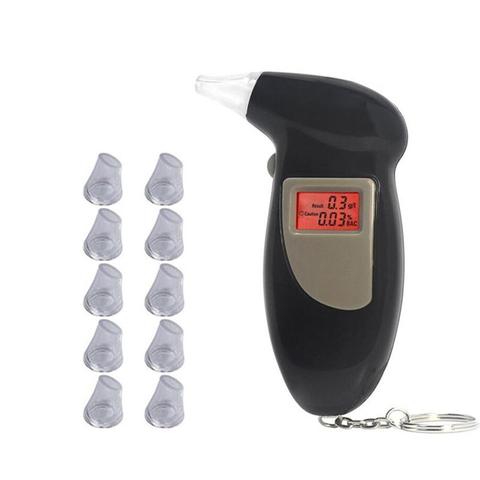 Alcohol Breath Tester with 11 mouthpieces  Breathalyzer Analyzer Detector Test Keychain Breathalizer Breathalyser DeviceLCD dd ► Photo 1/6