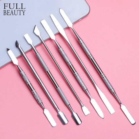 7 Types Stainless Cuticle Pusher Nail Art Stirring Polish Powder Blend Spatulas Tone Rods Manicure Remover Makeup Tools CH809 ► Photo 1/6