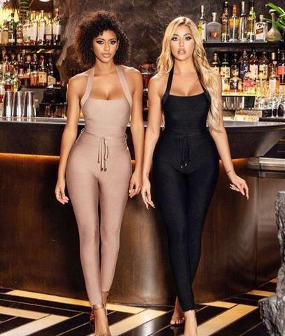 High Quality Black Women Turtleneck Neck Rayon Bandage Jumpsuit Sexy Bodycon Celebrity Party Jumpsuits Vestidos ► Photo 1/6