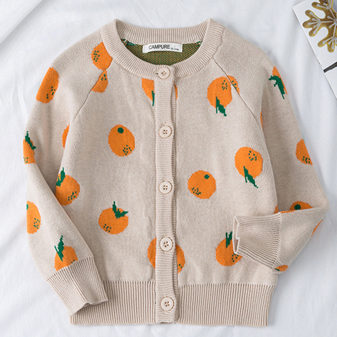 Autumn Kids Knitting Coat Lovely Fruit Print Cardigan Sweaters Baby Girls Boys Long Sleeves Sweaters Tops ► Photo 1/6