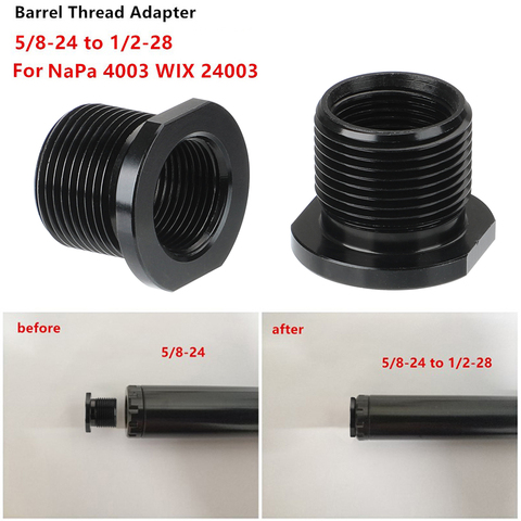 Thread Adapter 5/8-24 to 1/2-28 Single Core Car Fuel Filter Black Titanium Tube For NaPa 4003 WIX 24003 ► Photo 1/6