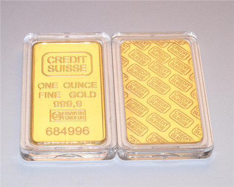 1 OZ 24K Gold Plated Bullion Bar Credit Suisse Gold Bullion One Ounce Replica Souvenir Coins With Different Serials Number ► Photo 1/6