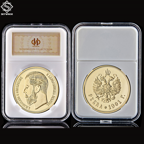 Replica Gold Coins 1901 Nicholas II of Russian Emperor Old Commemorative Coin W/ Capsule Protection ► Photo 1/6
