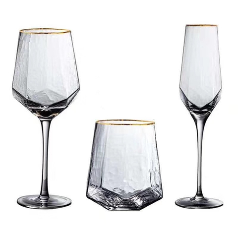 Gold, Hammered, Champagne Glasses, Wine Glasses, Goblet-Champagne Glass ► Photo 1/6