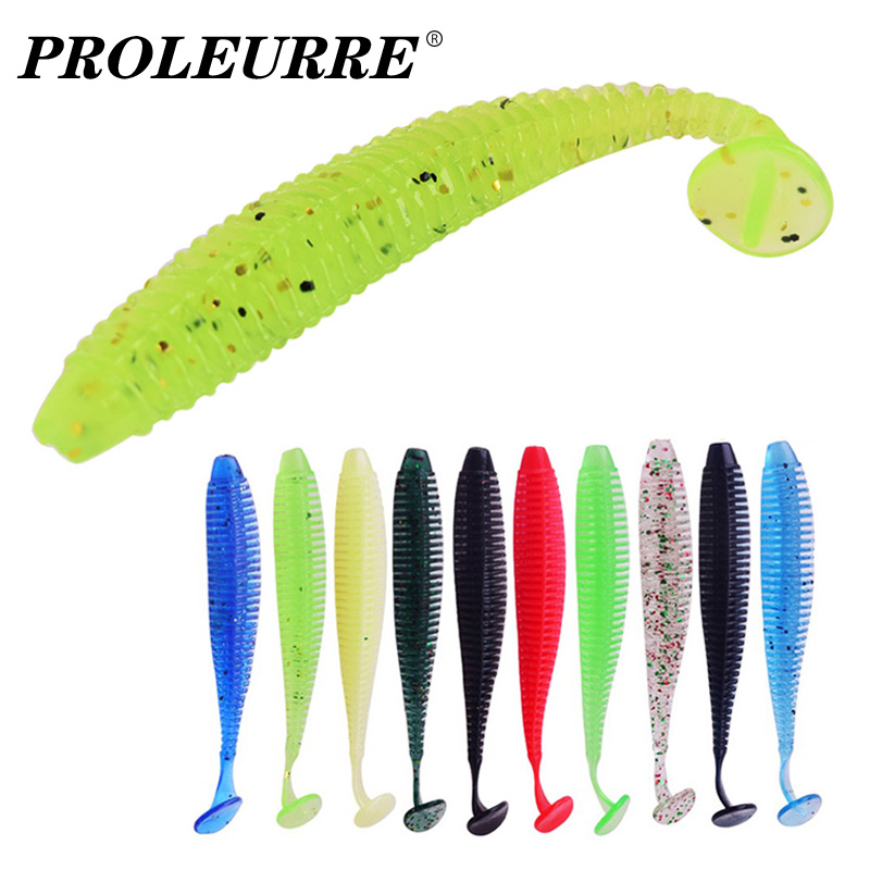 10pcs/lot Artificial Soft Fishing Lure Worm Bass Jig Silicon Rubber Bait New ON 