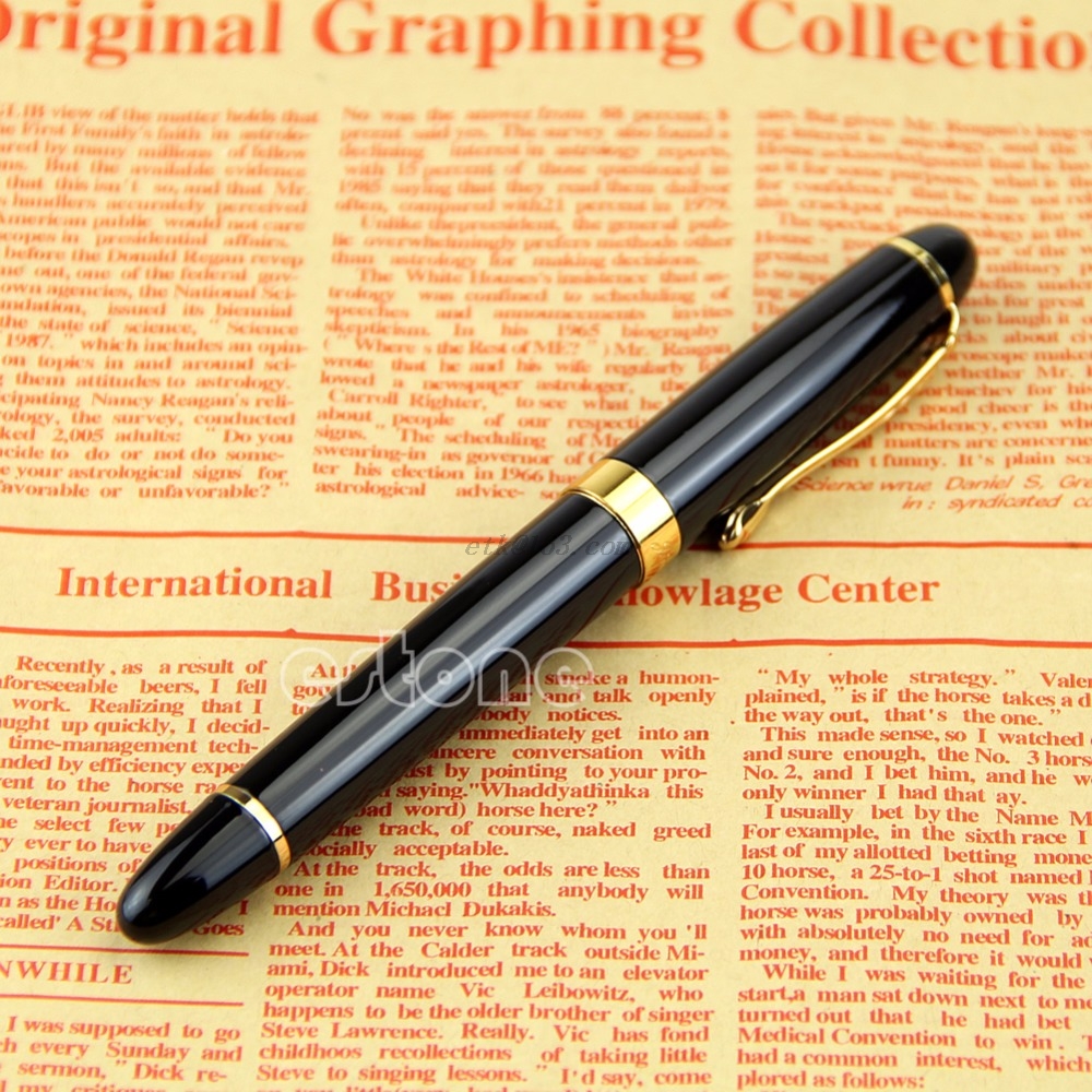 Jinhao X450 Dark Red Black Lined Fountain Pen 0.7mm Broad Nib 18KGP Golden Trim