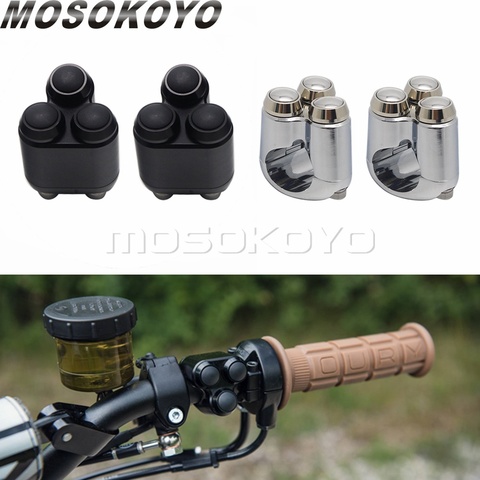 3-Button Motorcycle 22mm 25mm Handlebar M-switch Push Buttons Switch Gear Black 1