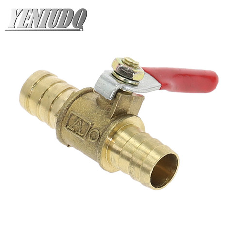 red handle small Valve 6mm-12mm Hose Barb Inline Brass Water Oil Air Gas Fuel Line Shutoff Ball Valve Pipe Fittings ► Photo 1/6