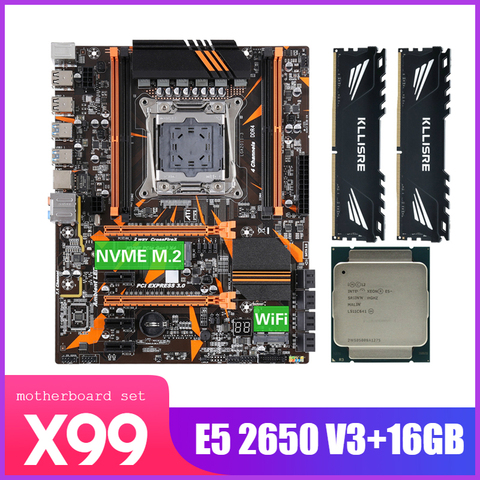 Kllisre X99 D4 motherboard set with Xeon E5 2650 V3 LGA2011-3 CPU 2pcs X 8GB = 16GB 2666MHz DDR4 memory ► Photo 1/6