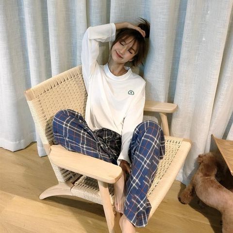 Home Clothes for Women Plaid Pants Pajamas for Women Spring Pyjamas Women Two Piece Set Women Sleepwear Set for Sleep Room Wear ► Photo 1/6