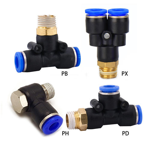 1PC  Pneumatic Connector 4-m5 4-m6 4mm 6mm 8mm 10mm 12mm Fitting Male Thread 1/8  1/4  3/8  1/2  Air Fittings Quick Push ► Photo 1/6