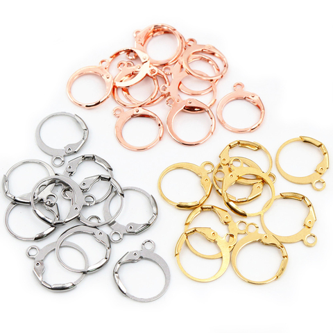 (Never Fade) 14x12mm 30pcs/Lot 316L Stainless Steel Gold High Quality Earring Hooks Wire Settings Base Settings Whole Sale  ► Photo 1/6