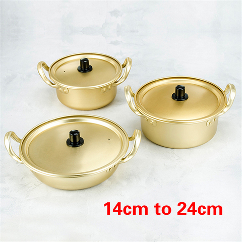 Korean Ramen pot boiled noodles Paomian pan thickened yellow aluminum pot Aluminum Soup hot Pot golden Kitchen Cookware wok ► Photo 1/6