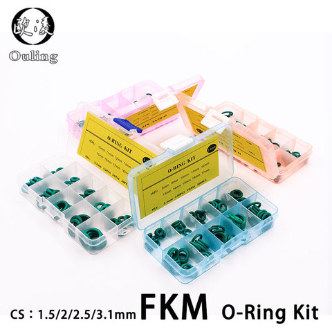 Thickness 1.5/1.9/2.4/3.1/1.8/2.65mm Fluorine rubber Ring FKM O Ring Seal FKM Sealing O-rings oring set Assortment Kit Box ► Photo 1/6
