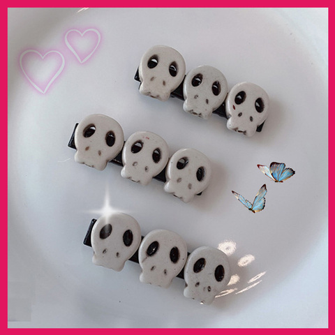 Goth Skull Hair Clip For Women Acrylic Charms Vintage Punk Y2K Harajuku Hair Barrettes Girls Hair Accessories Gossip Girl Gifts ► Photo 1/4