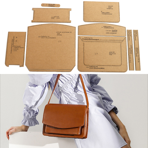 1Set DIY Kraft Paper Template New Leisure Shoulder Bag Crossbody Bag Leather Craft Pattern DIY Stencil Sewing Pattern 25cm*18cm ► Photo 1/6