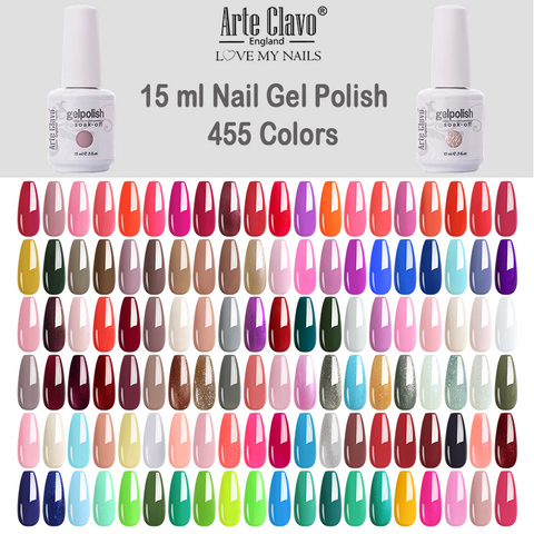 Arte Clavo Gel Lak Nail Polish LED&UV Hybrid Nail Gel 15ml Glitter Fast Dry Manicure 455 Colors Varnish Pink Nude Semi Permanent ► Photo 1/6