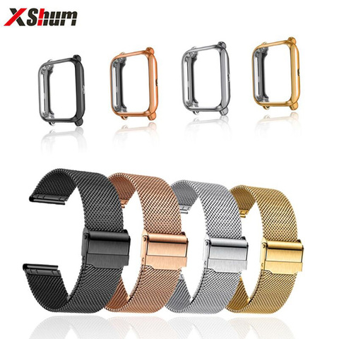 Strap For Amazfit Bip S Lite GTS Band With Case Metal 20mm Bracelet Huami bip Film Screen Protector For watchband Accessories ► Photo 1/6
