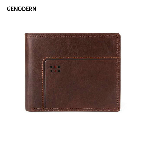 GENODERN New Rfid Bifold Mens Wallets Businees Male Purse With Coin Pocket Portomonee Card Holder Photo Holder Short Wallet ► Photo 1/6