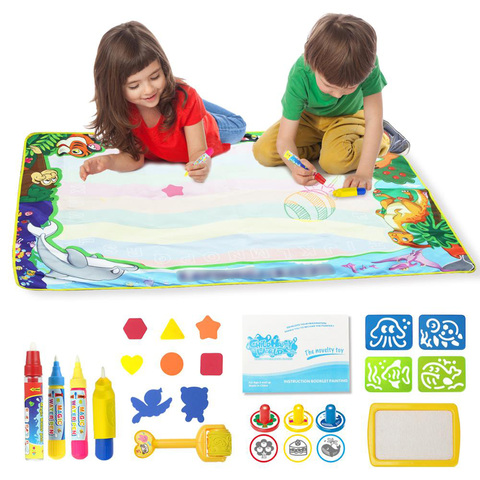 8 Types Reusable Magic Water Drawing Mat with Drawing Pens & 1 Stamp Set Coloring Doodle Board Educational Toys for children ► Photo 1/6