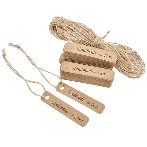 100pcs Handmade with Love Tags Kraft Paper Decorative Labels with Rope 10M DIY Tags for Clothes Crafts ► Photo 1/1