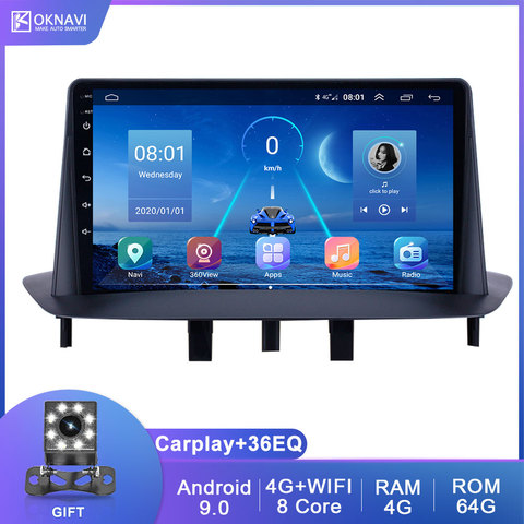 For Renault Megane 3 2008-2014 Android 9.0 Car Multimedia Player  With 4G WIFI DSP Carplay Support 360 Camera 2 Din No DVD Radio ► Photo 1/6