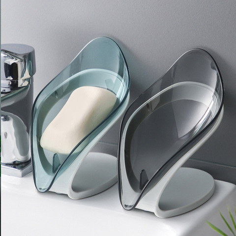 Leaf Shape Soap Box Bathroom Soap Holder Dish Storage Plate Tray Toilet Shower Non-slip Drain Soap Holder Case Bathroom Gadgets ► Photo 1/6