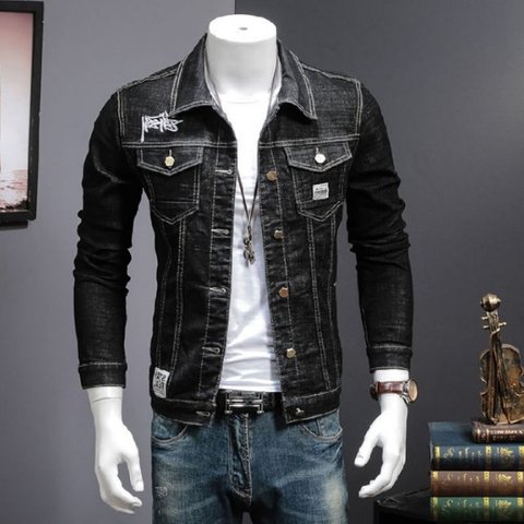 Spring autumn 2022 Fashion Casual teenagers denim jacket male Korean embroidery slim men's jacket clothes stretch denim Coat ► Photo 1/5