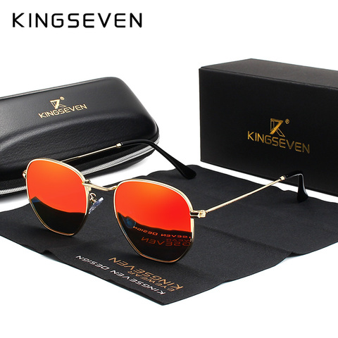 KINGSEVEN 2022 Classic Reflective Sunglasses Men Hexagon Retro Sun glasses Stainless Steel Eyewear Oculos Gafas De Sol Shades ► Photo 1/6